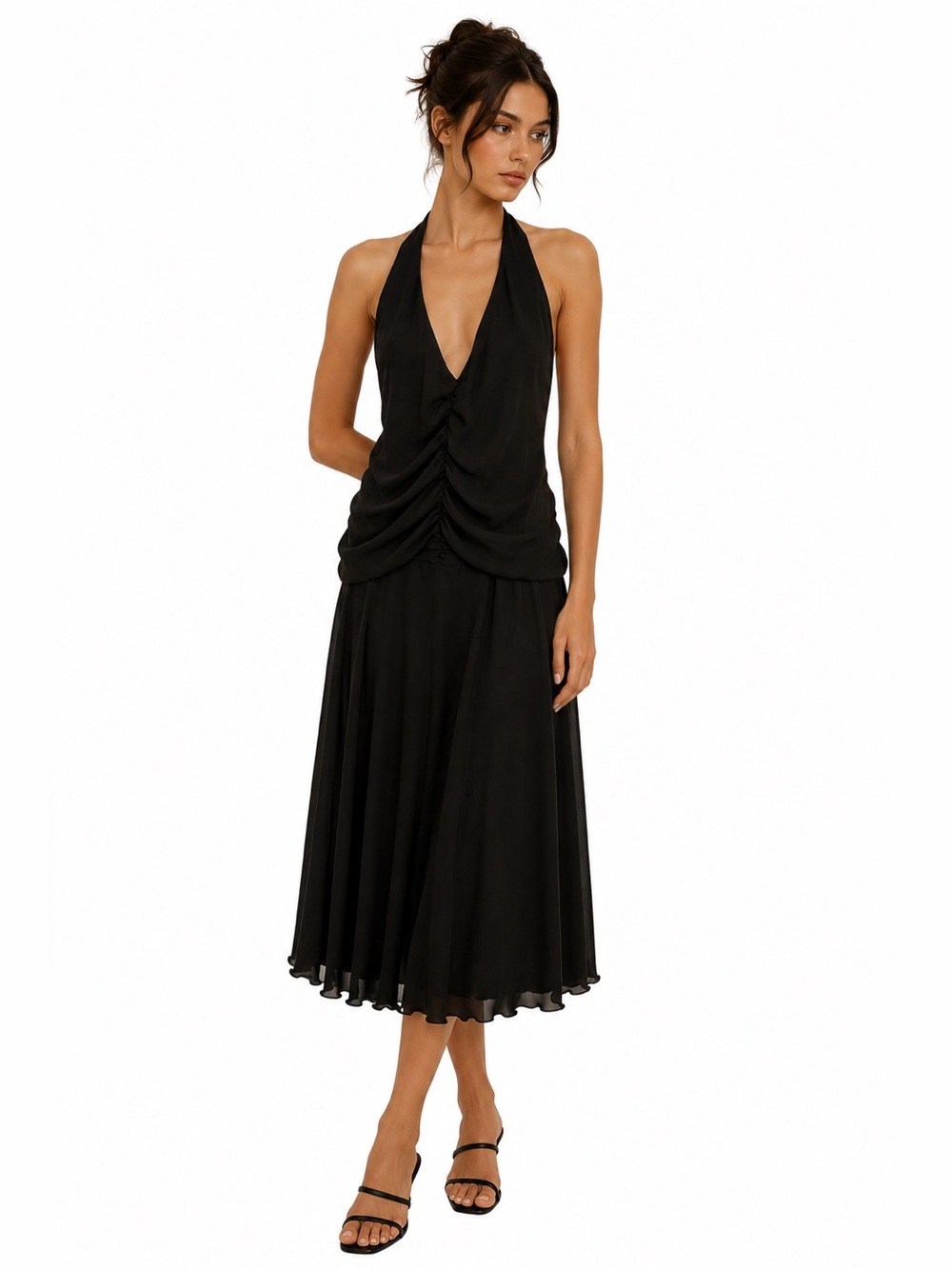 NWT Tall Girl Vintage 90s Deadstock Chiffon Halter Dress